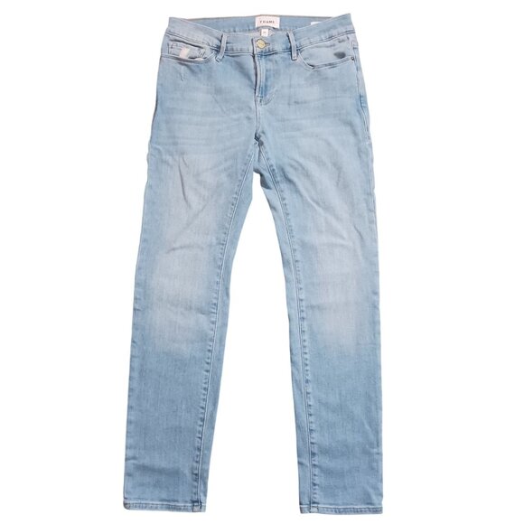 Frame Le Garcon Low-Rise Light Blue Jeans Women's Size 26 Slim Fit - Picture 2 of 12